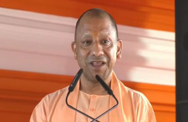 uttar pradesh chief minister yogi adityanat5h addresses a public event after proposing the renaming of Mustafabad village to kabir dham